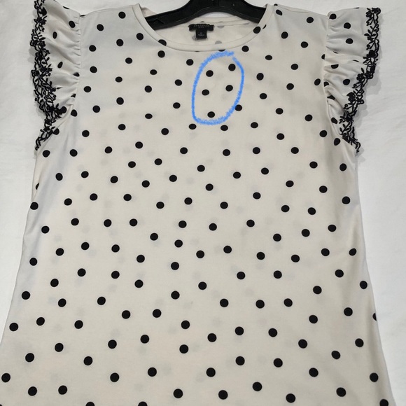 ⭐️$35 for 2⭐️ Ann Taylor Polka Dot with Embroidered Flutter Sleeve Top US LP - Picture 9 of 9